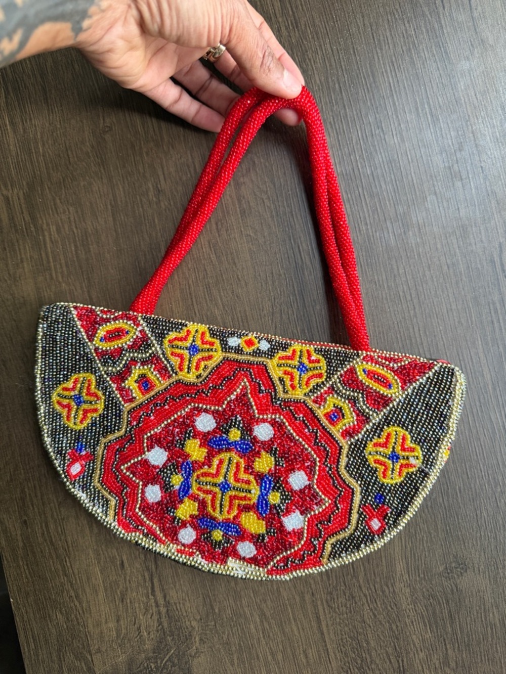 Swee Lo New York Beaded Mini Handbag Red Multicolor Y2K Statement Bag